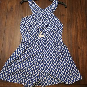 Double Zero Medium Blue and Beige Romper